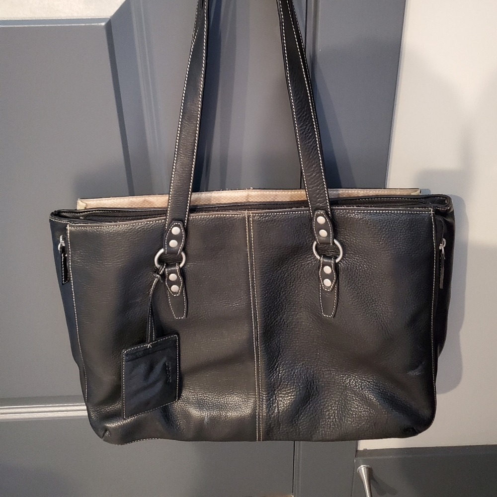 Burton 15" Laptop Tablet Black Leather Briefcase